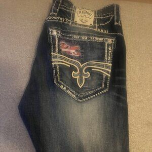Rock Revival Mens Jeans Flavian Relaxed Straight Fit size 38x31